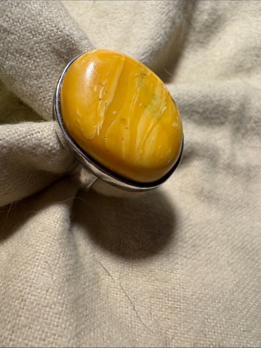Bold Yellow Oval Stone Ring in Sterling Setting